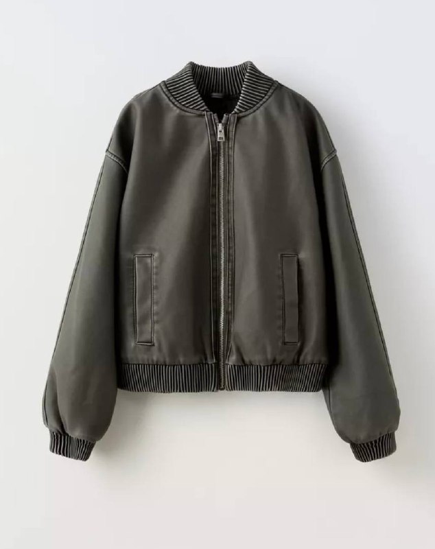 Женский бомбер из эко кожи Zara 4