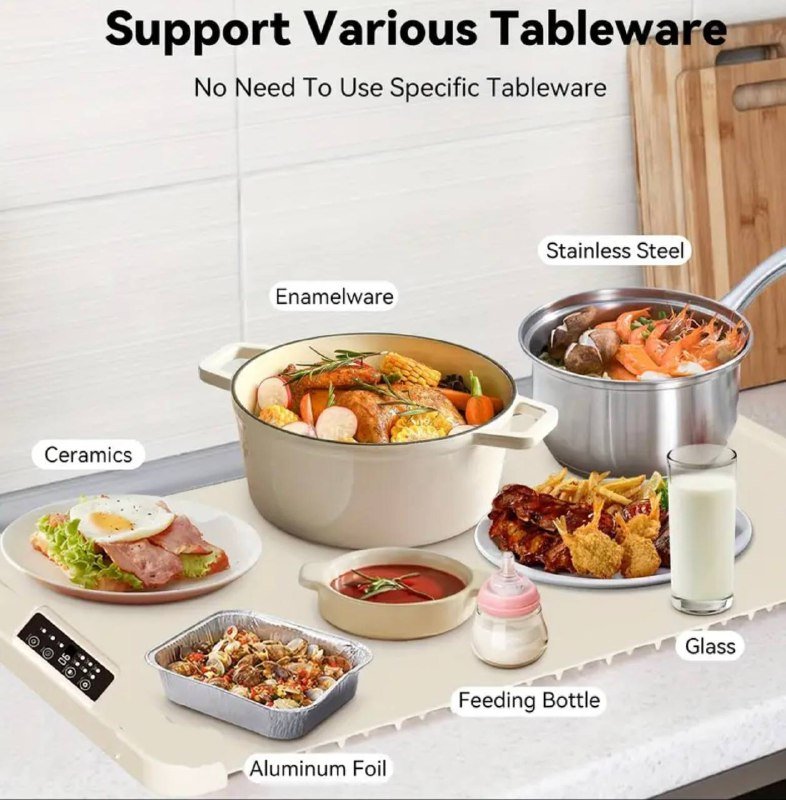 Силиконовый теплоизолирующий коврик с таймером для разогрева еды 3