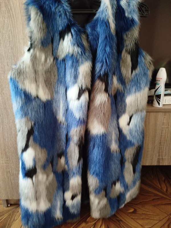 Шуба из разноцветного меха 2