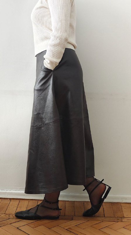 Юбка H&M из искусственной кожи коричневая размер L/46 2