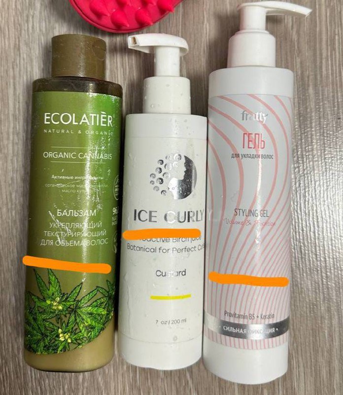 Гель fratty, гель ice curly, бальзам ecolatier для волос