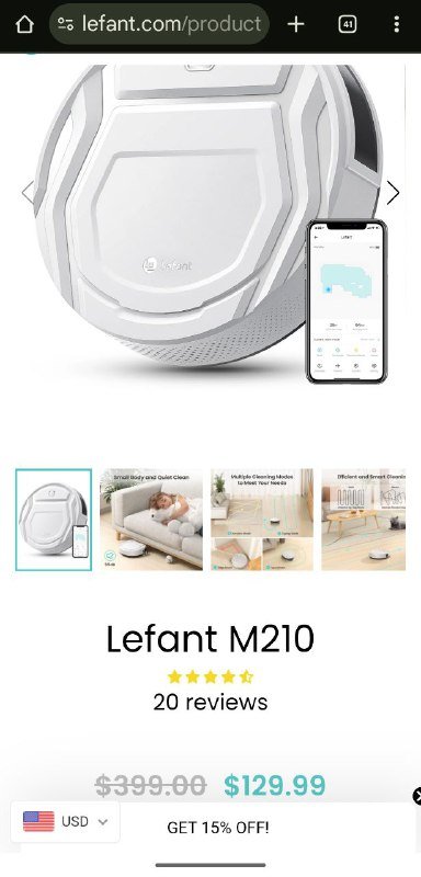 Робот пылесос lefant M210