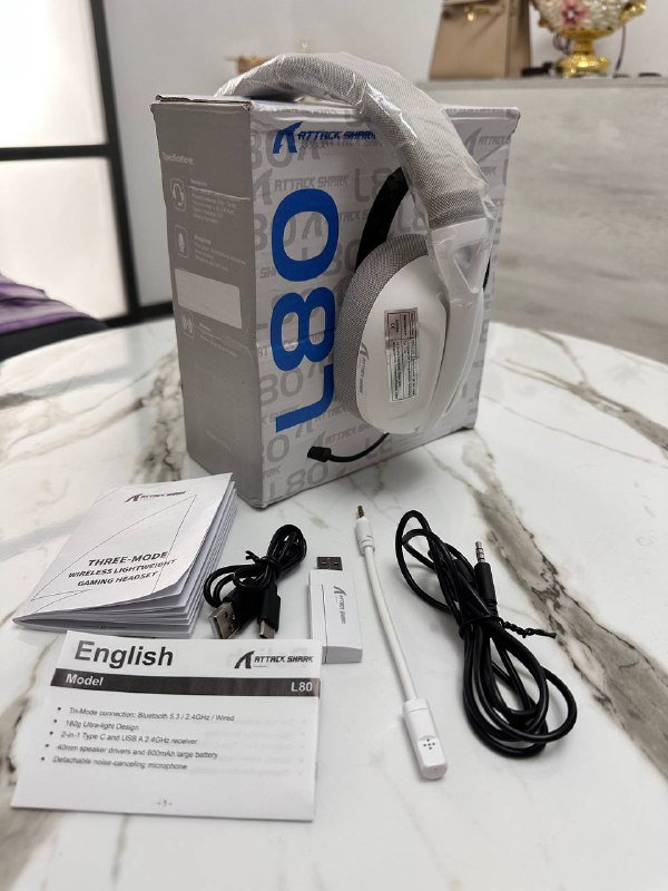 Беспроводные игровые наушники Attack Shark L80 White 2