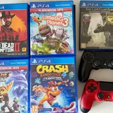 PlayStation 4 Fat 500 GB, 2 controllers, 5 games, cables, stand 3