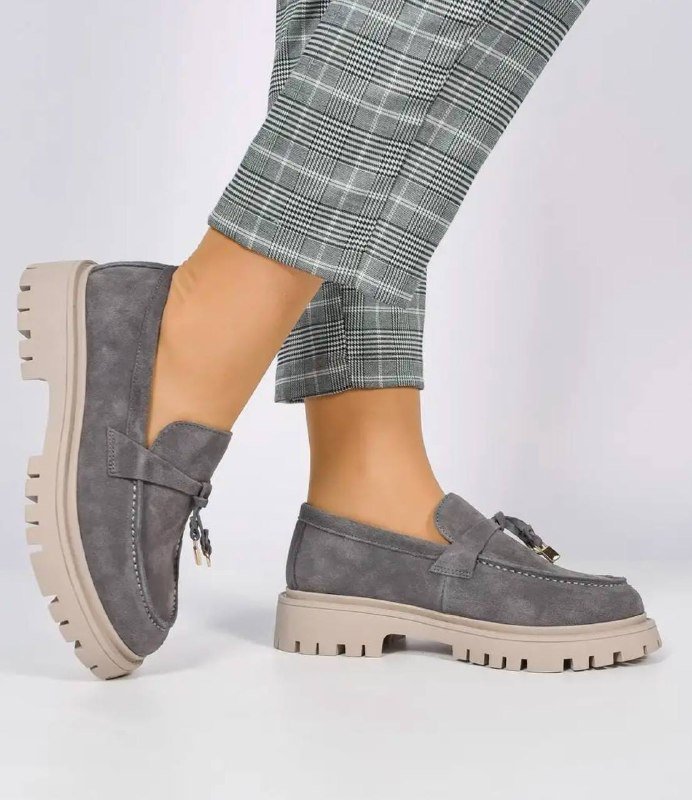 Женские лоферы из натуральной замши капучино 40