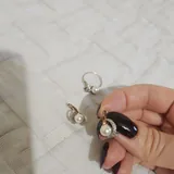 Серьги из позолоченного серебра с жемчугом и фианитами 2