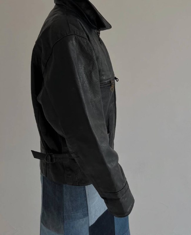 Кожаная куртка черная M/L унисекс 2