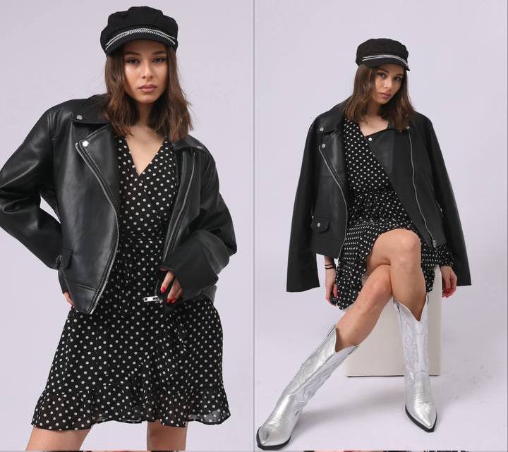 Кожанка Reserved, платье Reserved, кепи Reserved, сапожки 38 размер 2