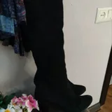 Over-the-knee boots, dress, wool jacket 1