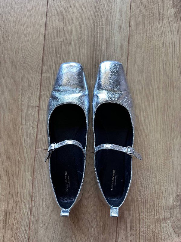 Оригинальные женские туфли Vagabond Delia Ballerine серебристые 3