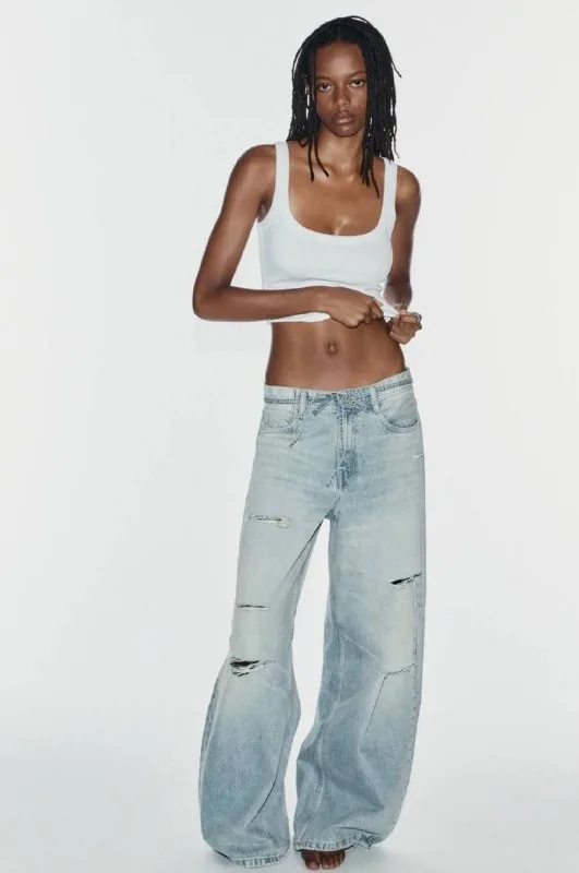 Голубые baggy джинсы Zara 1