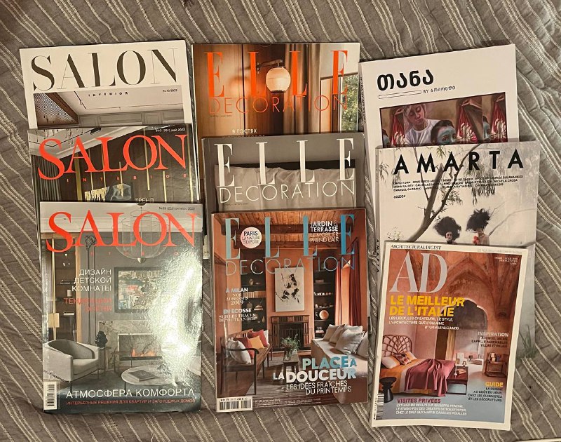 Журналы AD, Elle Decoration, Salon interior, Amarta, Tana