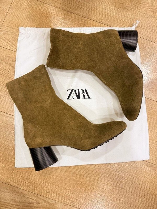 Ботильоны сапоги ZARA натуральная кожа замша 42 размер