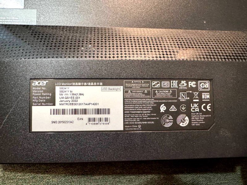 Монитор Acer SB241Y 23,8’’ IPS FullHd 75Hz 3