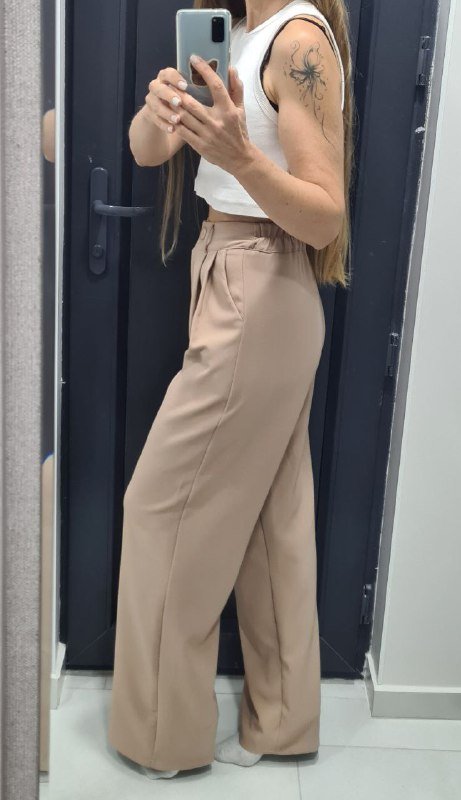 Песочные брюки палаццо женские размер S 4