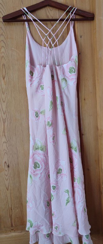 Розовое платье в цветочек, размер S-M