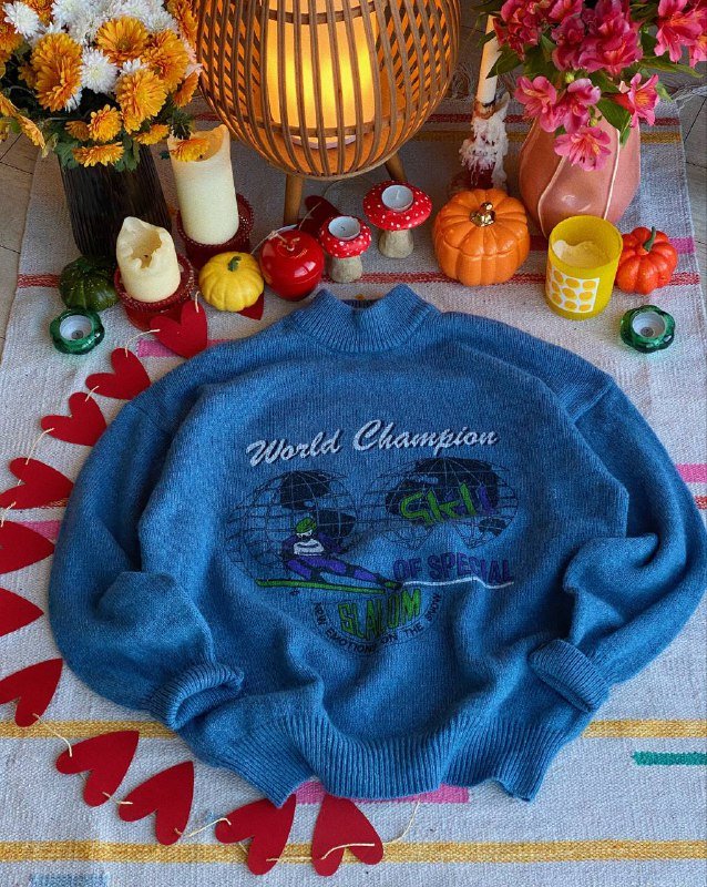 Шерстяной свитер женский с лыжником размер L 3