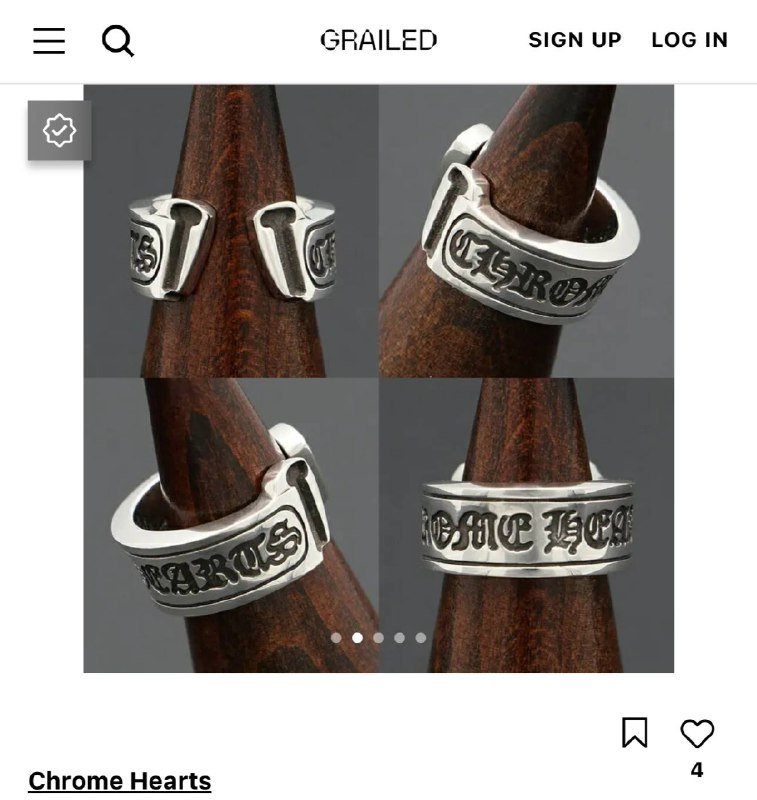 Chrome Hearts Scroll Label кольцо из серебра .925 пробы