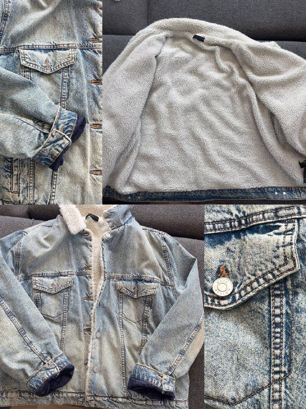 Джинсовая куртка ASOS винтажная теплая L 2