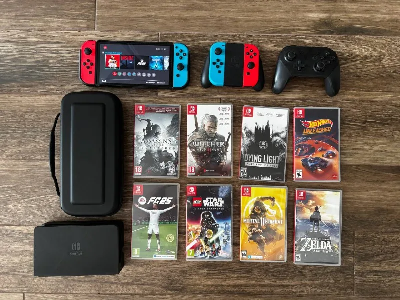 Nintendo Switch OLED, Joy-Con, Pro Controller, игры