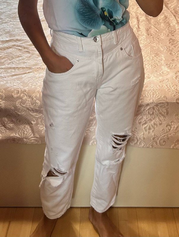 Джинсы MOM fit белые размер S-M 4