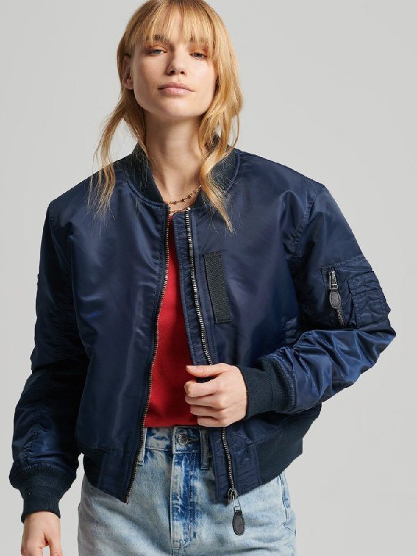 Бомбер SUPERDRY женский унисекс демисезонный синий
