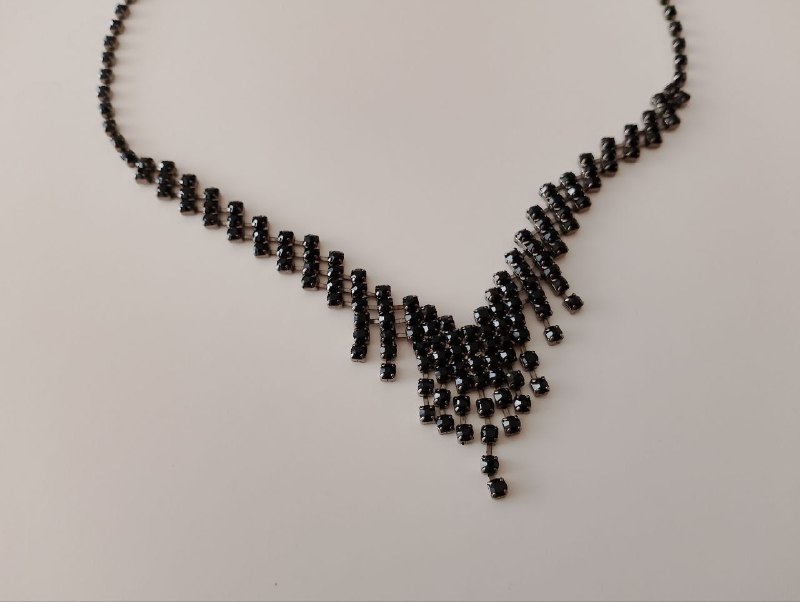 чёрное колье, винтажные колье Аврора Бореалис, винтажное американское колье 6