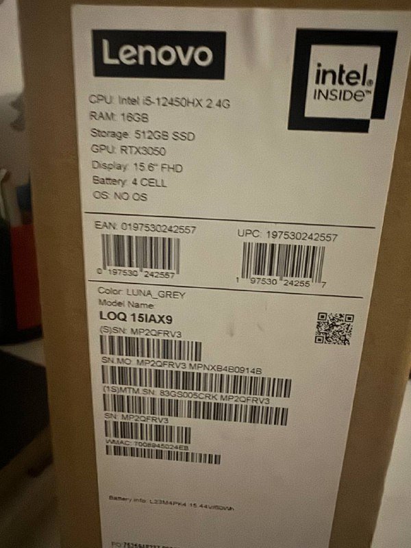 Lenovo Loq i5 12450, 16GB RAM, 512GB SSD, RTX 3050 6GB 2
