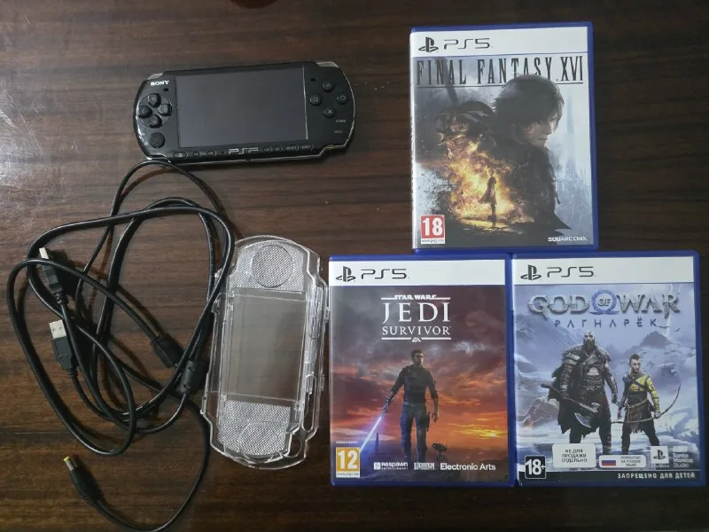 Диски PS5 Final Fantasy 16, SW Jedi Survivor, God of War Рагнарёк, PSP 3000