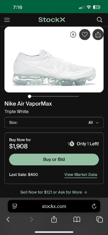 Nike Air VaporMax Triple White кроссовки 44.5 5