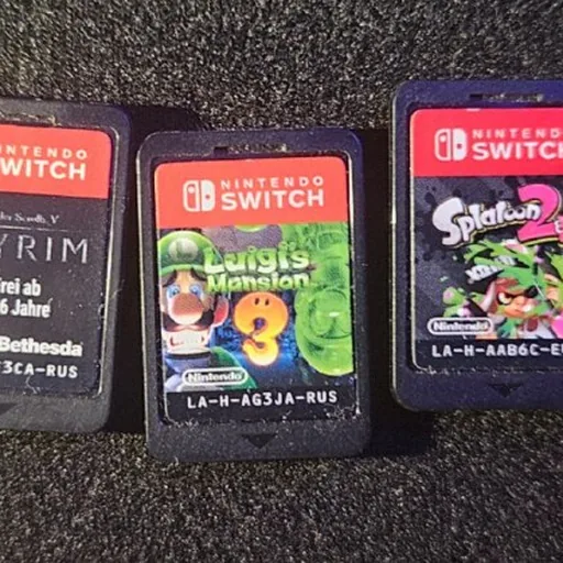 Картриджи для Switch, Skyrim, Luigi's Mansion 3, Splatoon 2