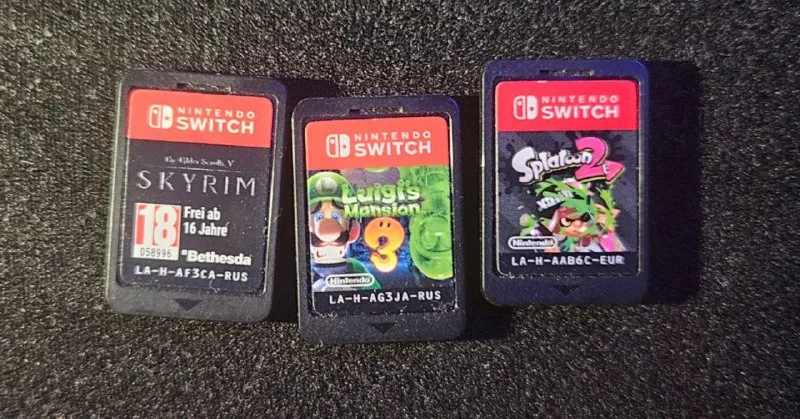 Картриджи для Switch, Skyrim, Luigi's Mansion 3, Splatoon 2