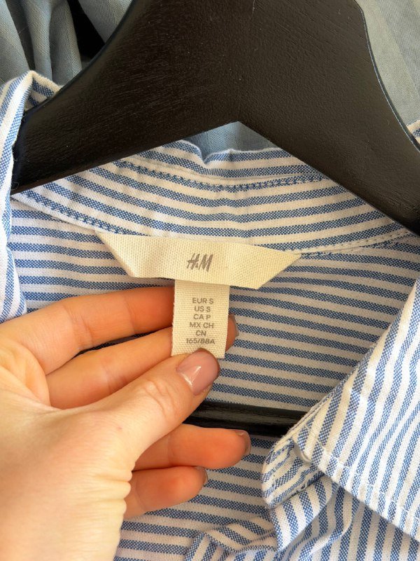 Голубая рубашка в полоску H&M, размер S 4