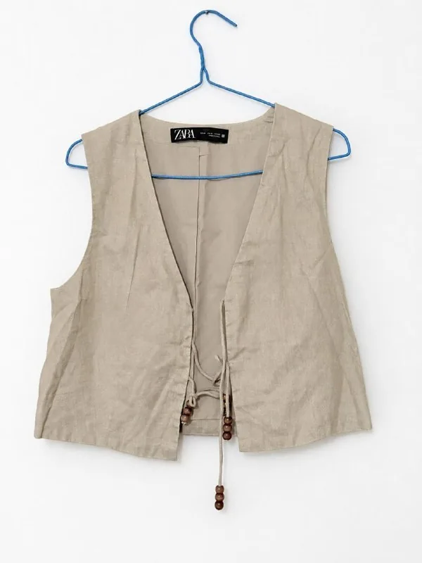 Льняной жилет Zara, летнее платье, свитеры, топ 1