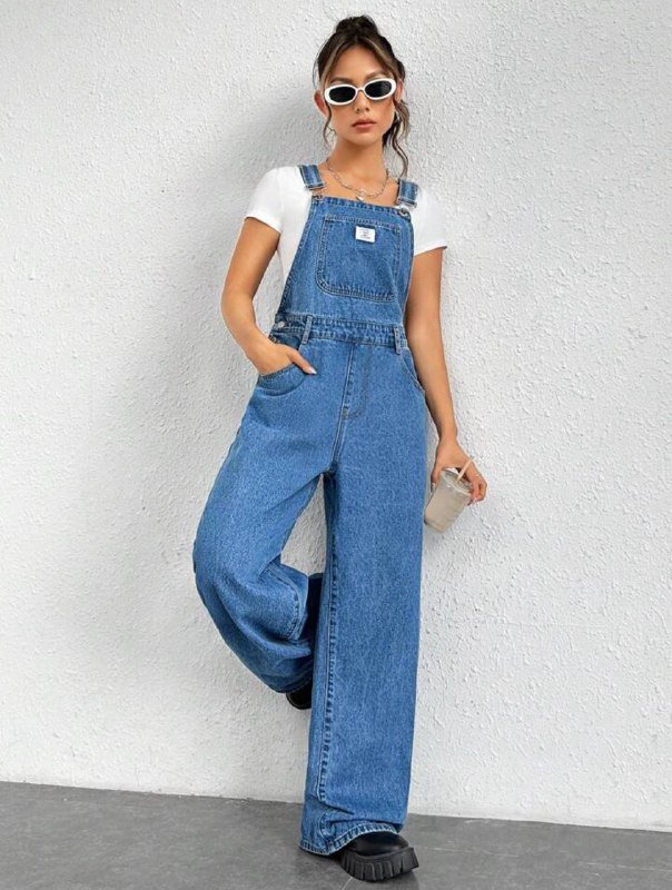 Женский джинсовый комбинезон размер L 2