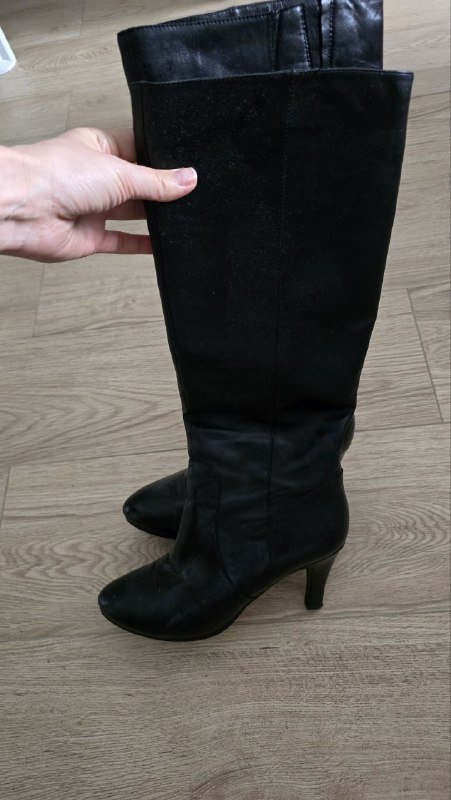 Кожаные сапоги на каблуке с мехом кролика Alba 3