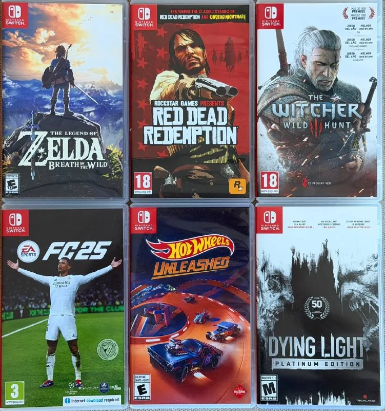 Игры для Nintendo Switch, Red Dead Redemption, FC25, Zelda, Hot Wheels, Witcher 3, Dying Light