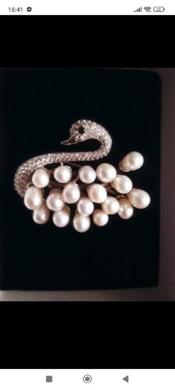 Брошь Felino Milano серебро 925, цирконы Сваровски, жемчуг 3