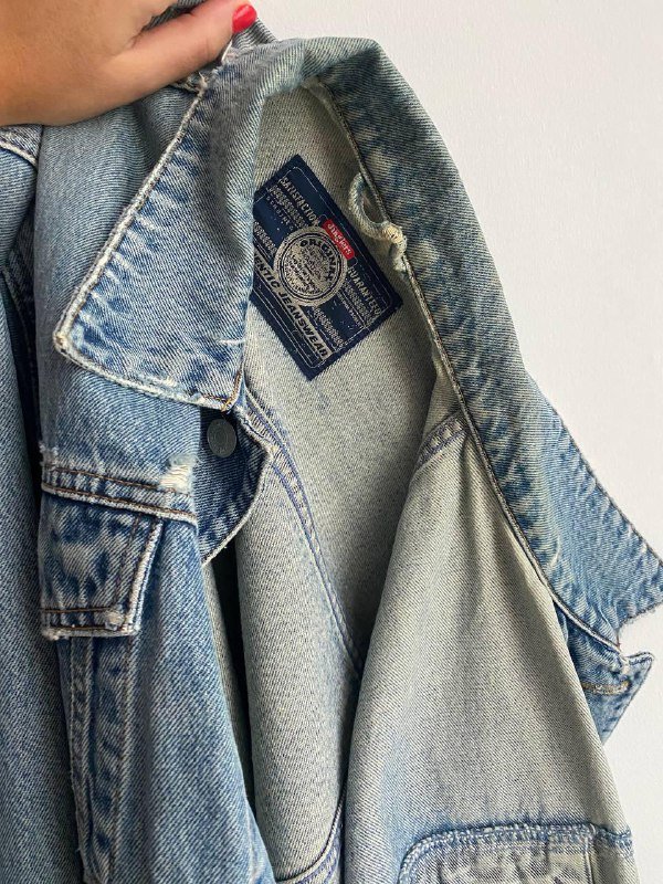 Винтажная джинсовая куртка унисекс размер XL 5