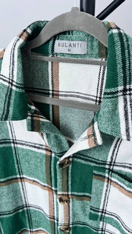 Рубашка мужская зеленая в клетку размер M 3