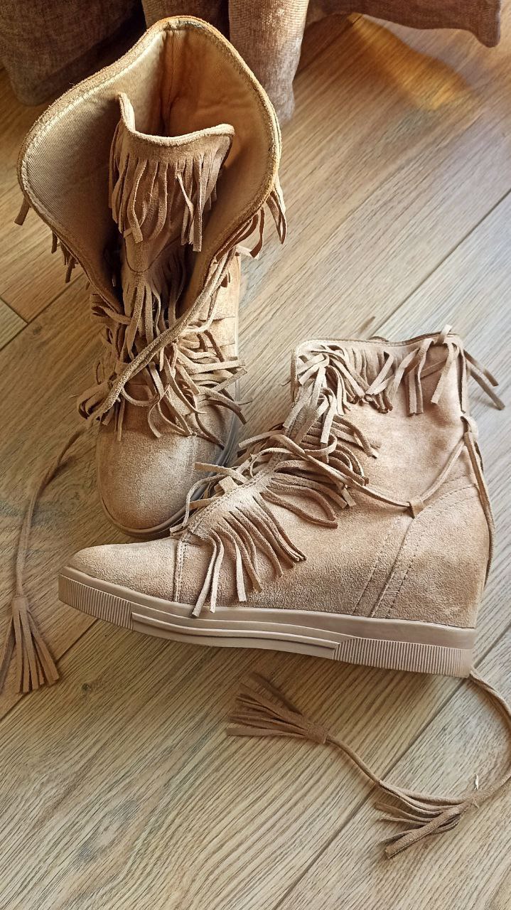 Лёгкие замшевые ботинки бохо размер 38