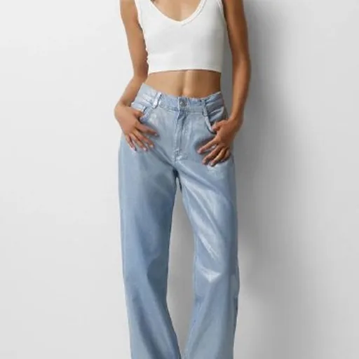 Pull and Bear metallic blue jeans