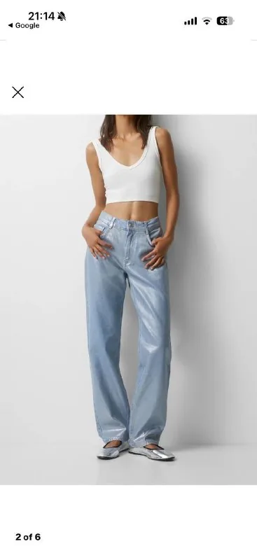 Pull and Bear metallic blue jeans 1