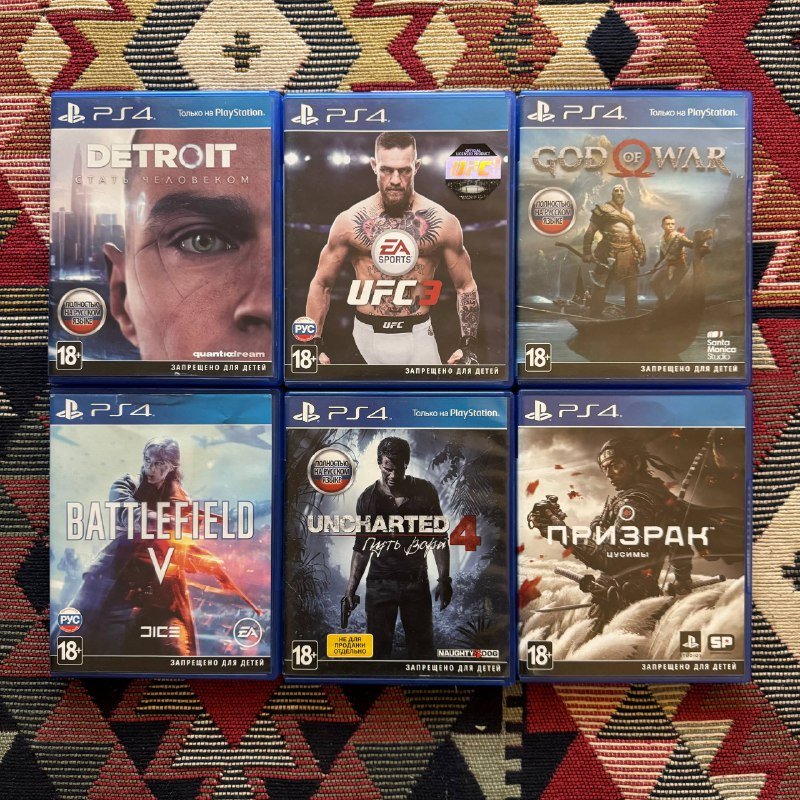Игры для PS4 UFC 3, God of War, Uncharted 4, Battlefield 5, Ghost of Tsushima, Detroit