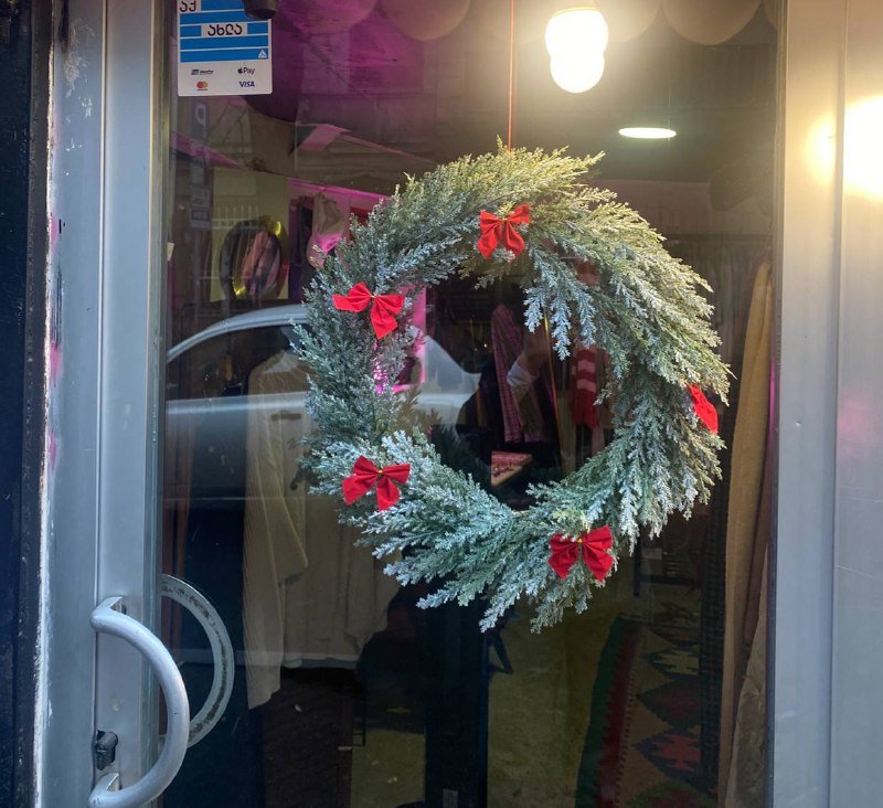 Рождественский венок с гирляндой на батарейках