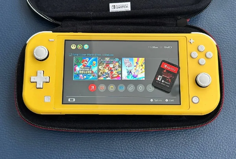 Nintendo Switch Lite с чехлом, картриджем и картой памяти