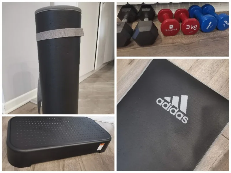 Гантели, степ-платформа, коврик Adidas