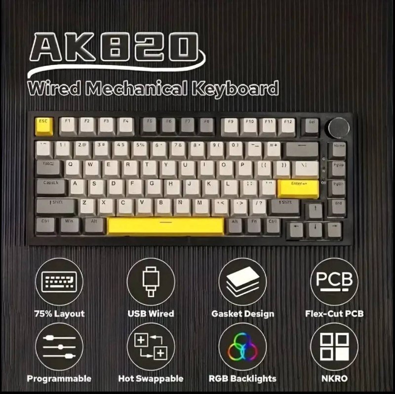 Механическая клавиатура AK820 Wired Edition