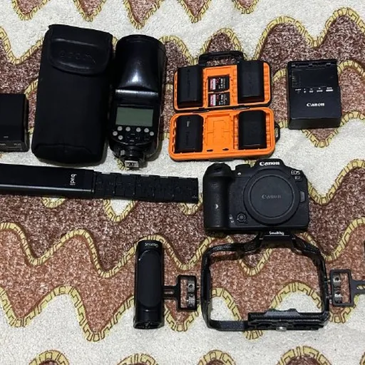 Фотоаппарат Canon R7, вспышка Godox V1 C