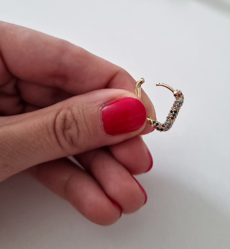 радужная серьга из серебра 925 позолоченная 3